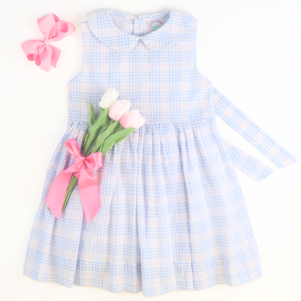 pink and blue plaid dress Mini Ana Dress in Blossom Plaid