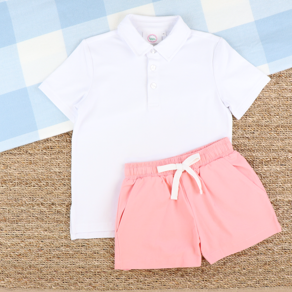 Boys Signature Twill Shorts - Pink | Southern Smocked Co.
