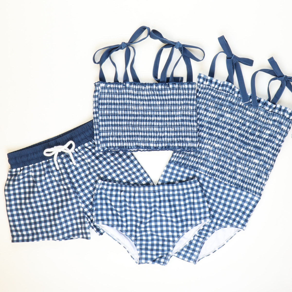 Two-Piece Swimsuit - Nautical Navy Check