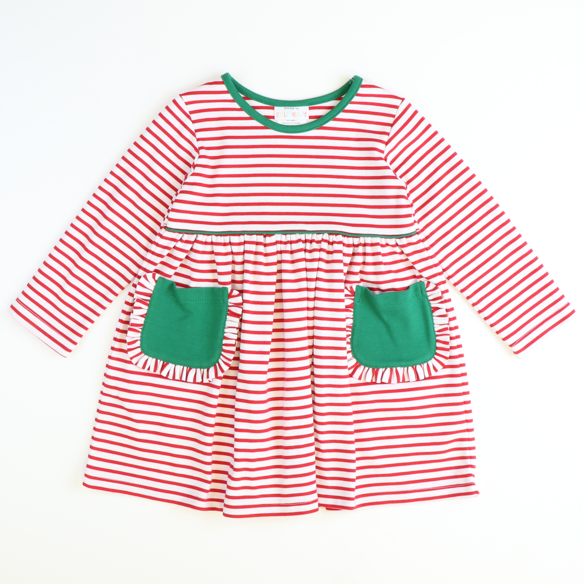 Out & About Knit L/S Pocket Dress - Holiday Red Stripe