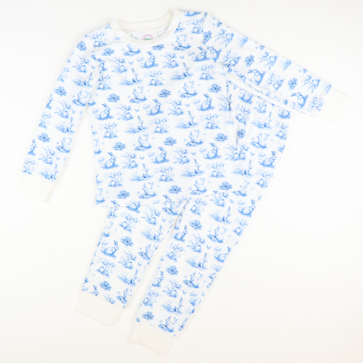 Blue Bunny Toile Pajama Set
