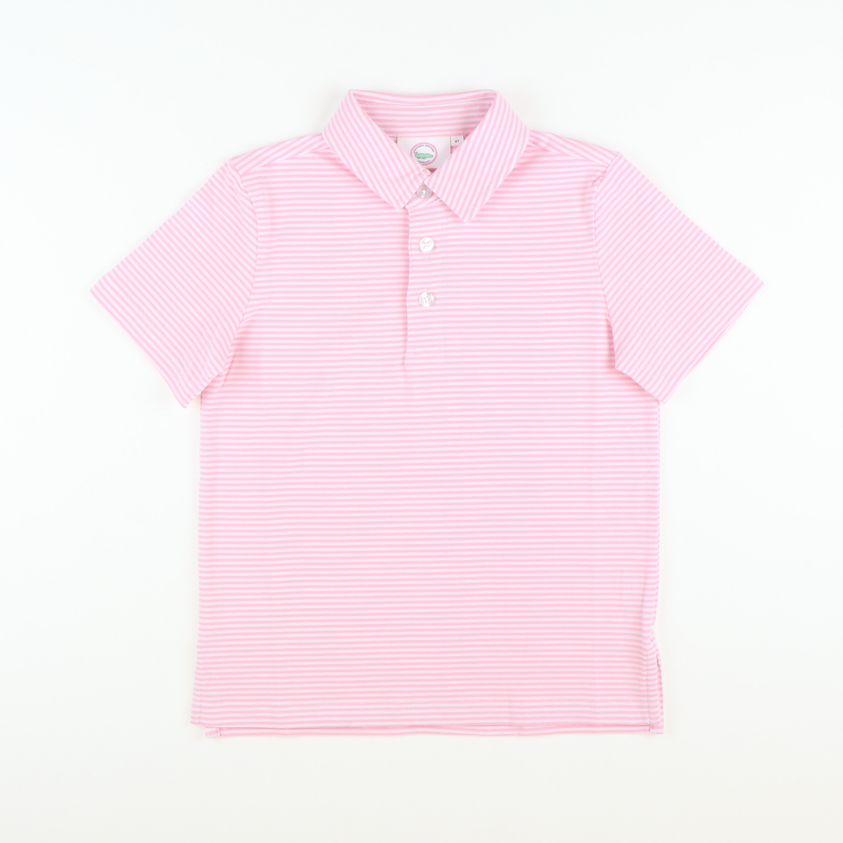 Boys Signature Knit Polo - Pink Thin Stripe