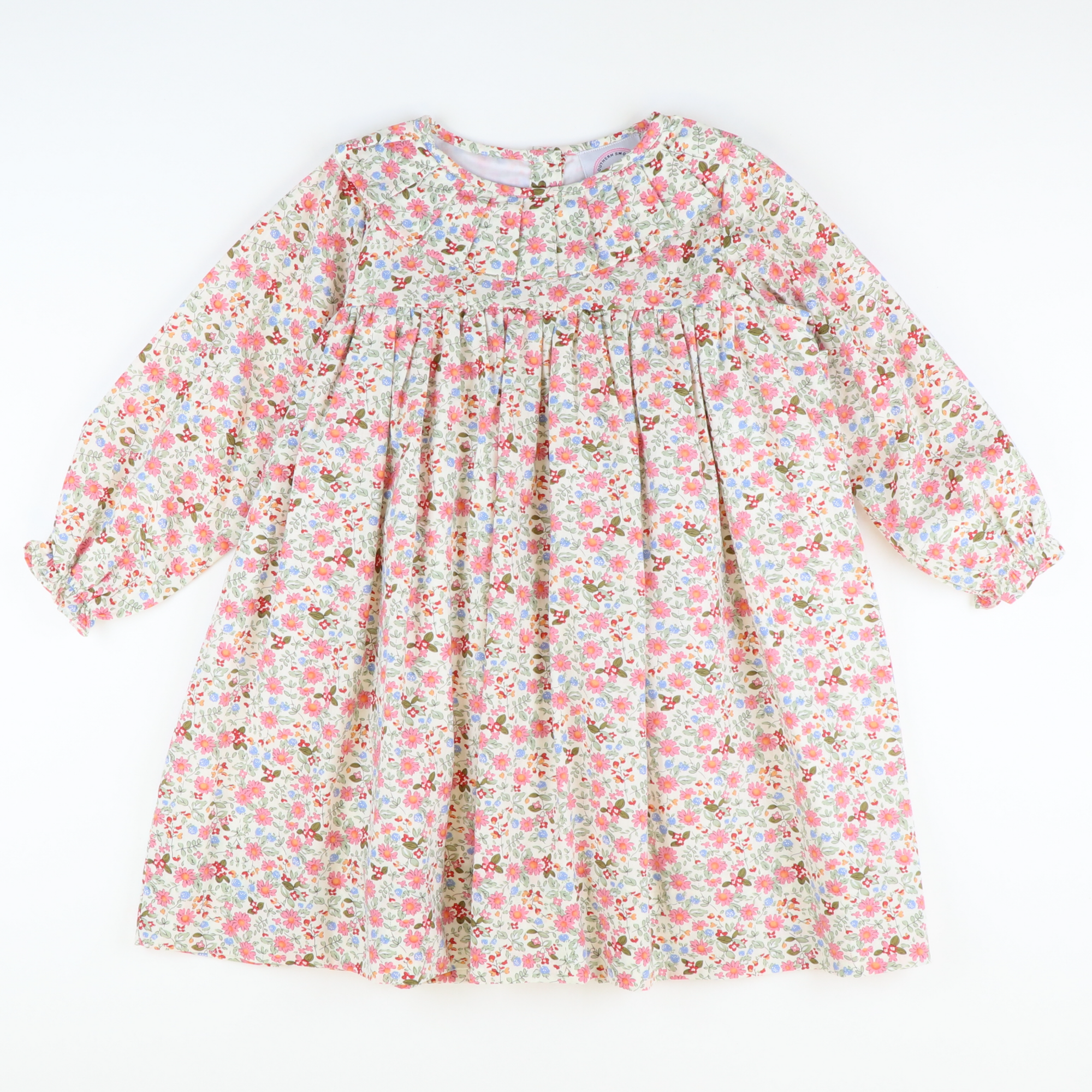 Pleated Ruffle Neck Dress -  Winter Meadow Floral