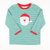Appliquéd Santa Face L/S Shirt - Christmas Green Stripe Knit