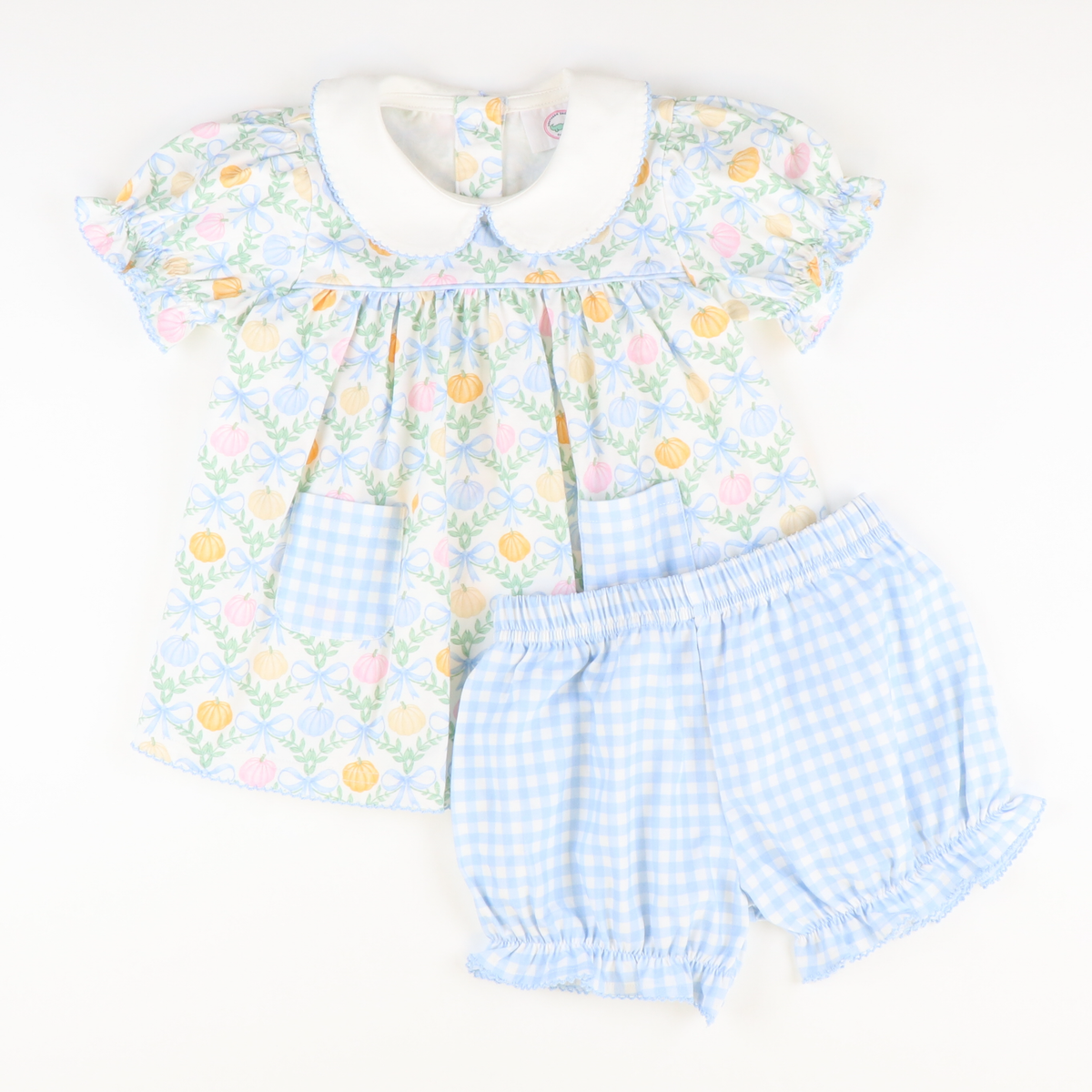 Playground Pocket Set - Pumpkin Blue Bow Trellis
