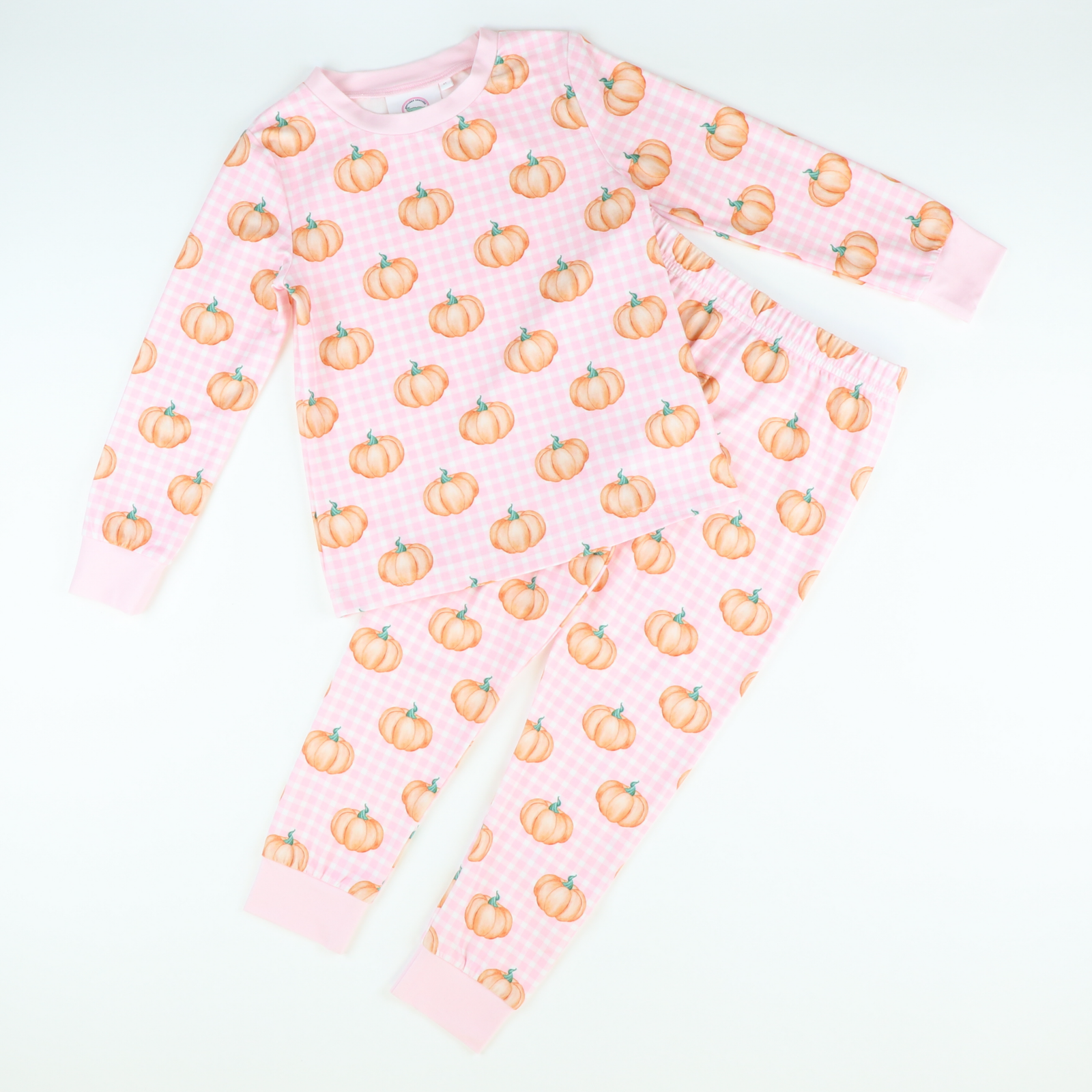 Pajama Set - Pumpkins Light Pink Check