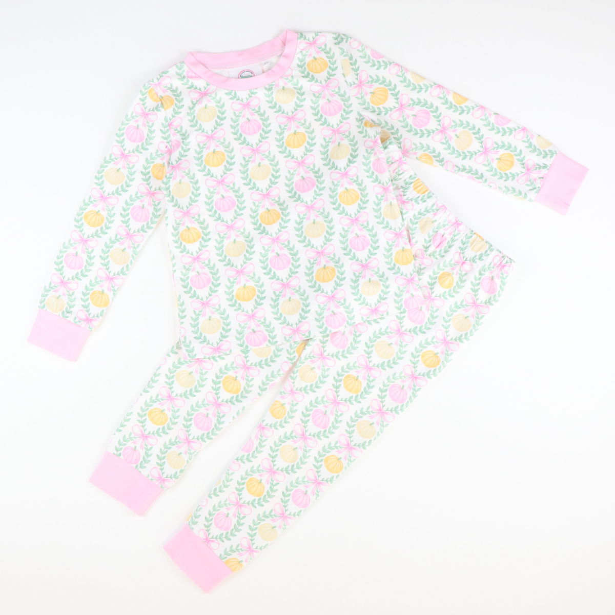 Pajama Set - Pumpkin Pink Bow Trellis