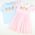 Pumpkin Trio Appliqué Collared Dress- Light Pink Check Knit