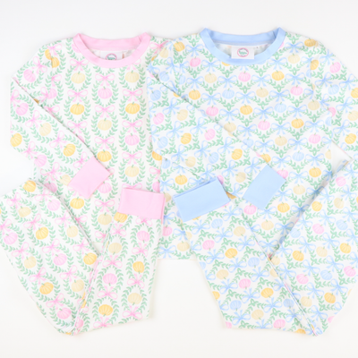 Pajama Set - Pumpkin Pink Bow Trellis