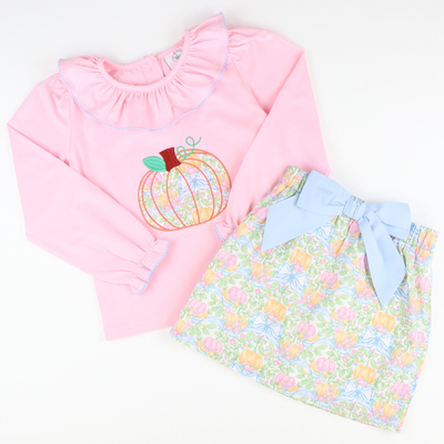 Pumpkin Appliqué Blouse & Skirt Set- Pumpkins & Vines - Stellybelly