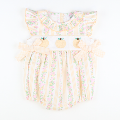 Heirloom Pumpkins Ruffle Neck Girl Bubble - Floral Vines - Stellybelly