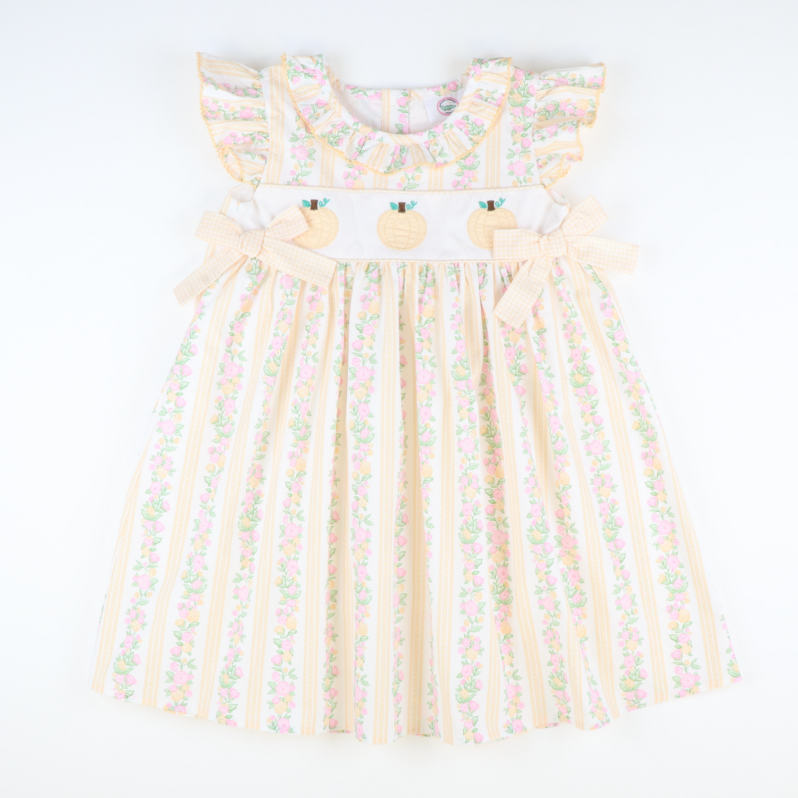 Heirloom Pumpkins Ruffle Neck Dress - Floral Vines