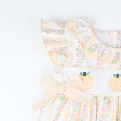 Heirloom Pumpkins Ruffle Neck Dress - Floral Vines - Stellybelly