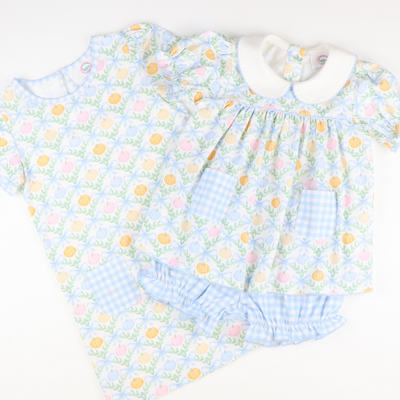 Playground Pocket Set - Pumpkin Blue Bow Trellis - Stellybelly
