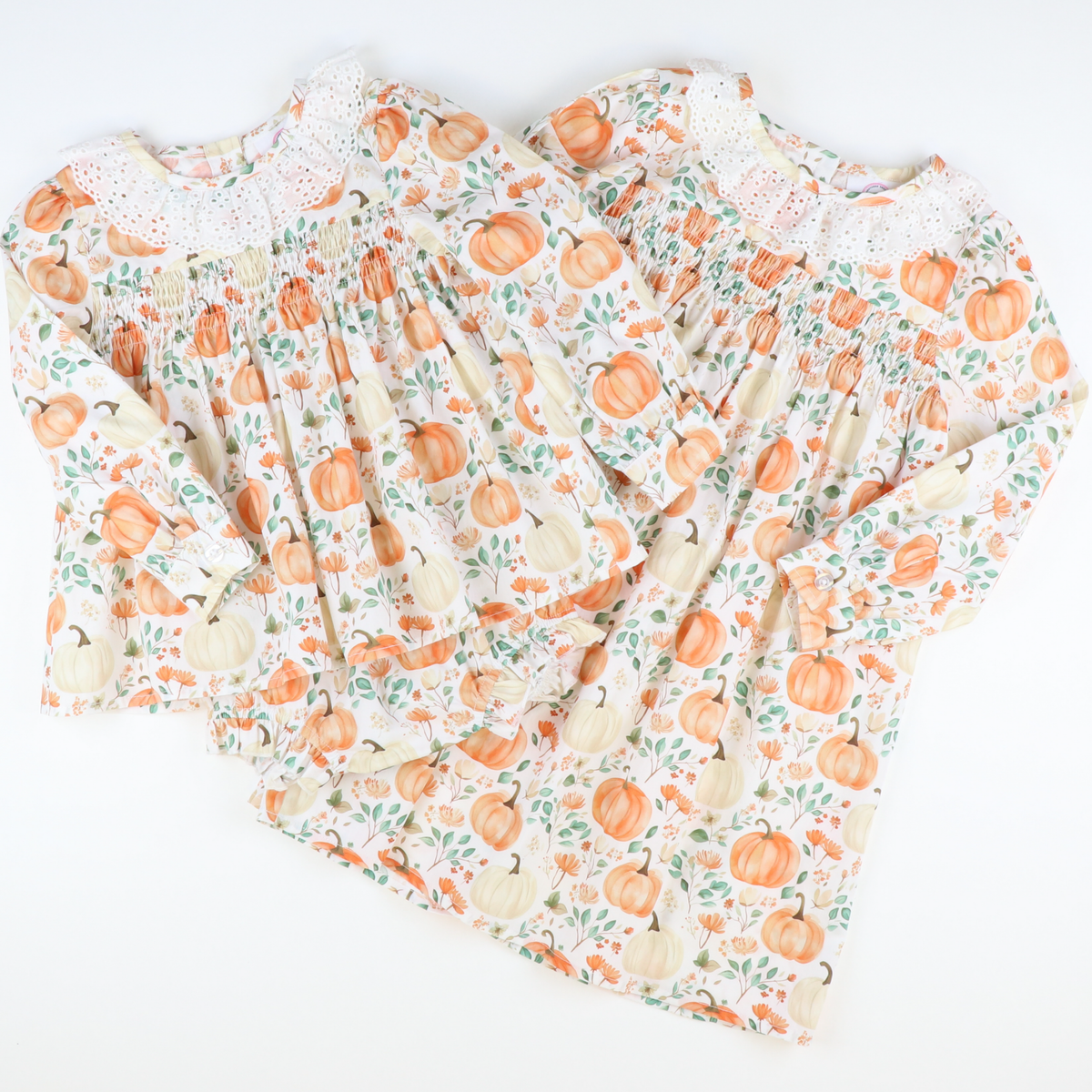 Eyelet Ruffle Set - Autumn Pumpkins