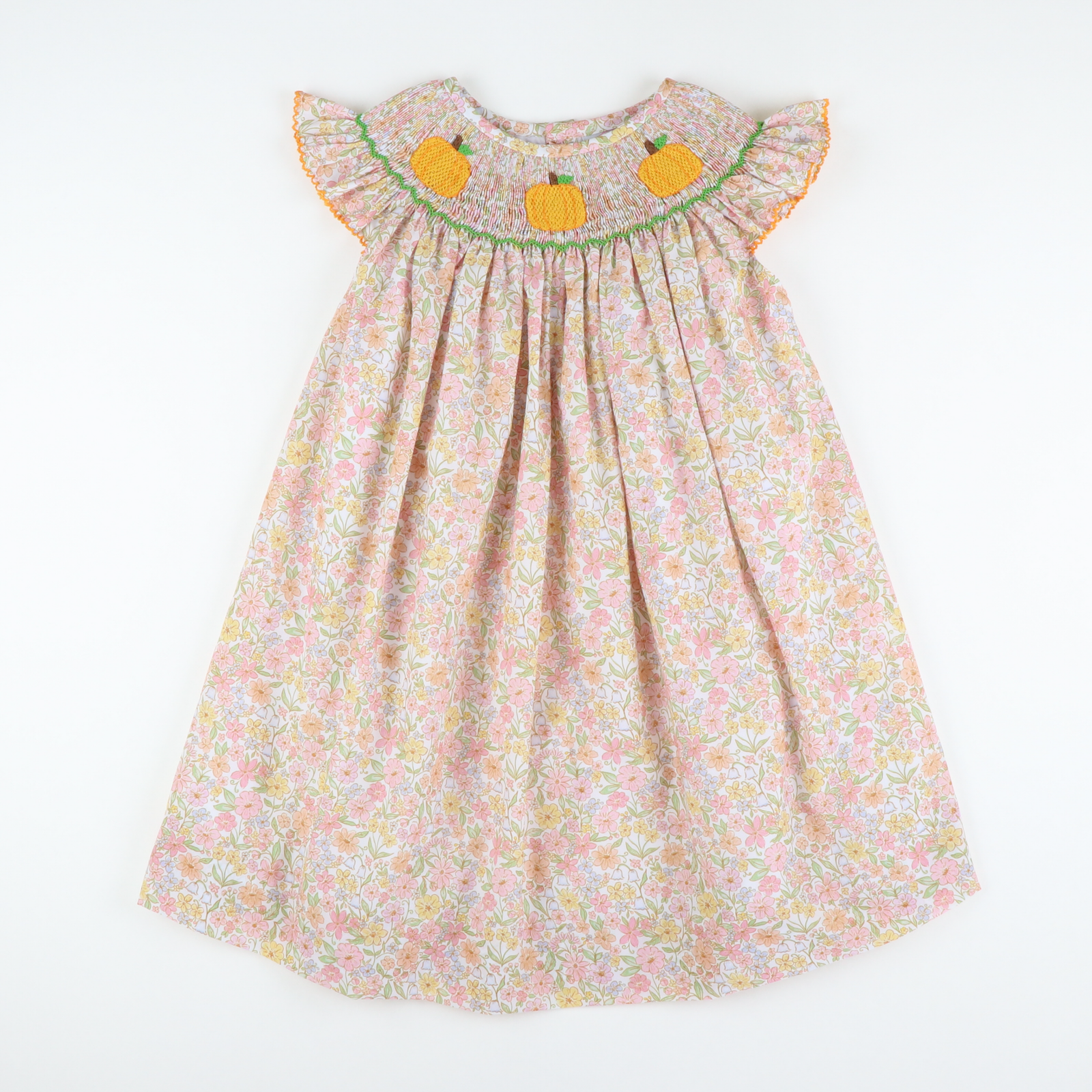 Smocked Pumpkins Bishop - Fall Floral - Stellybelly