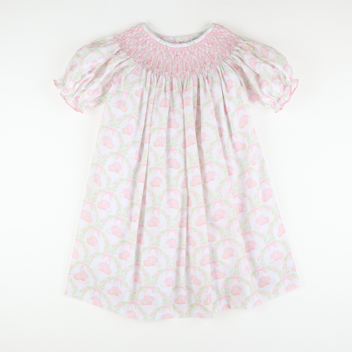 Smocked Geo Bishop- Pumpkin Lattice