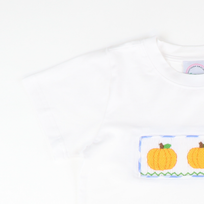 Smocked Pumpkins Boys Shirt & Short Set- Light Blue Check