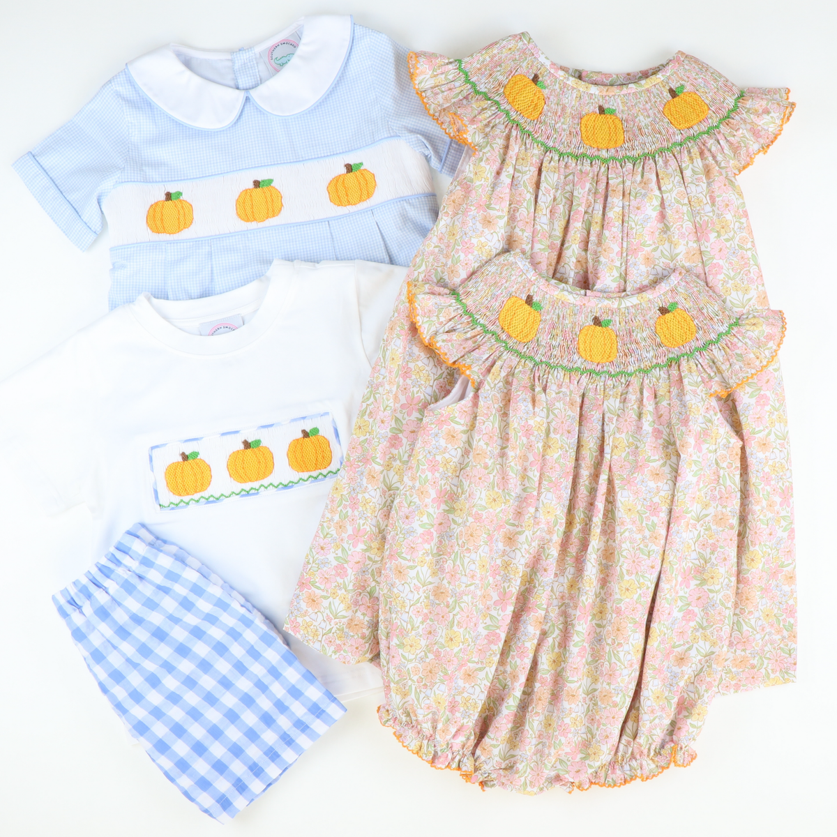 Smocked Pumpkins Bishop - Fall Floral