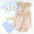 Smocked Pumpkins Collared Boy Bubble- Light Blue Check