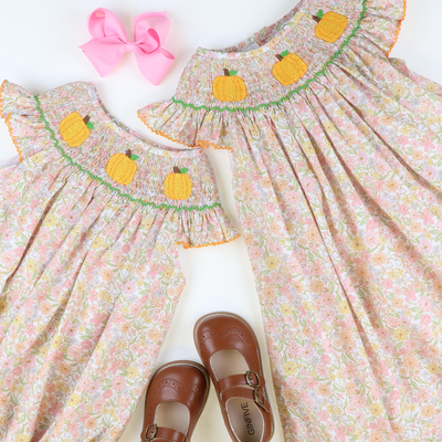 Smocked Pumpkins Bishop - Fall Floral