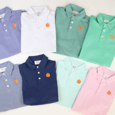 Embroidered Pumpkin Knit Polo - Mint Green