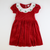 Embroidered Holly Holiday Red Velvet Dress - Stellybelly