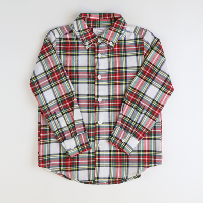 Signature Button Down Collared Shirt - Christmas Tartan Plaid - Stellybelly