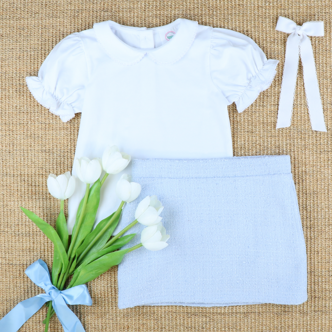 S/S Classic Knit Blouse - White - Stellybelly