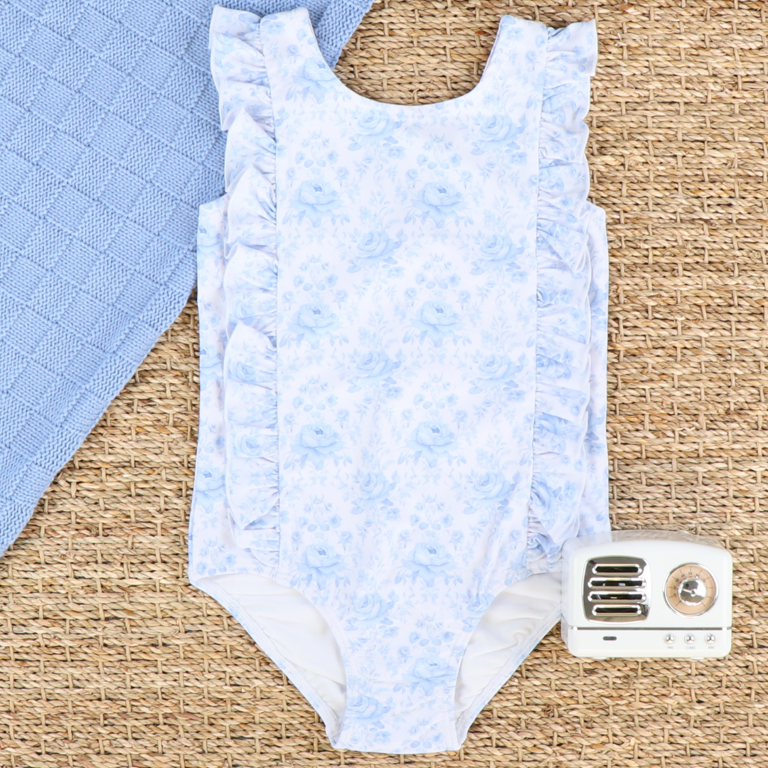 Ruffle Swimsuit - Blue Fancy Floral