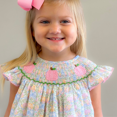 Smocked Pink Pumpkins Bishop - Pumpkins & Vines