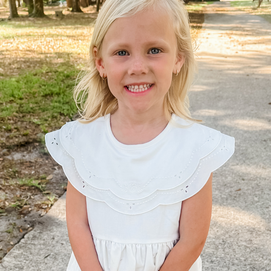 Embroidered Linen Dress - White