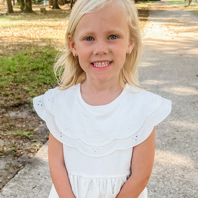 Embroidered Linen Dress - White