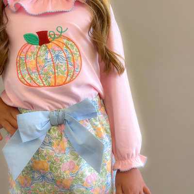Pumpkin Appliqué Blouse & Skirt Set- Pumpkins & Vines