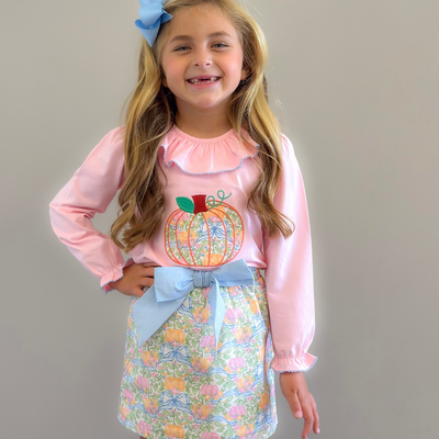 Pumpkin Appliqué Blouse & Skirt Set- Pumpkins & Vines - Stellybelly