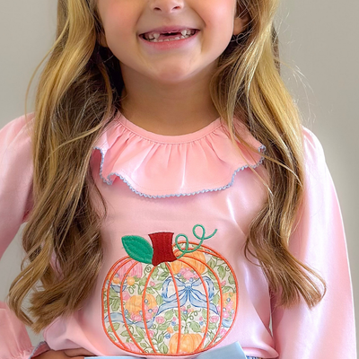 Pumpkin Appliqué Blouse & Skirt Set- Pumpkins & Vines - Stellybelly