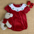 Embroidered Holly Holiday Red Velvet Girl Bubble - Stellybelly
