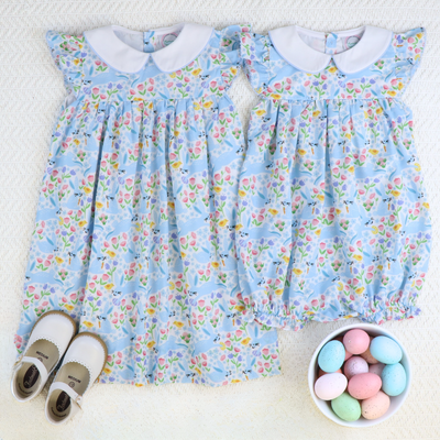 Collared Girl Bubble - Bunny Hop - Southern Smocked Co.