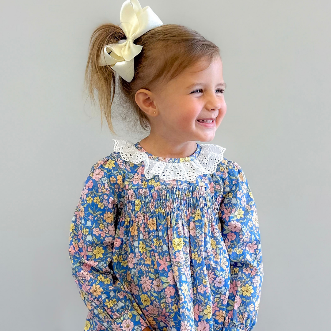 Eyelet Ruffle Set - Blue Floral