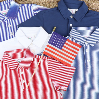 Boys Signature Knit Polo - Red Thin Stripe - Stellybelly