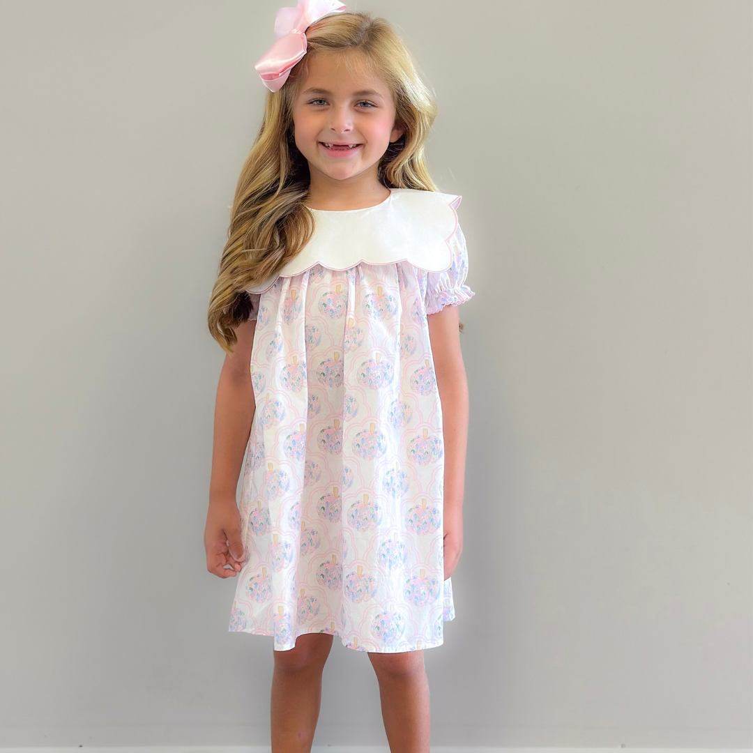 Collared Dress - Scalloped Floral Pumpkins