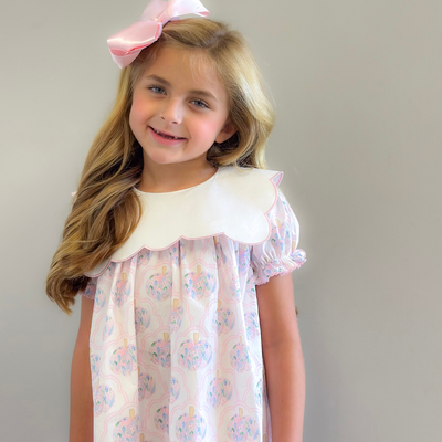 Collared Dress - Scalloped Floral Pumpkins