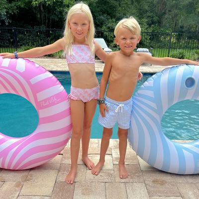 Swim Trunks - Light Blue Gingham