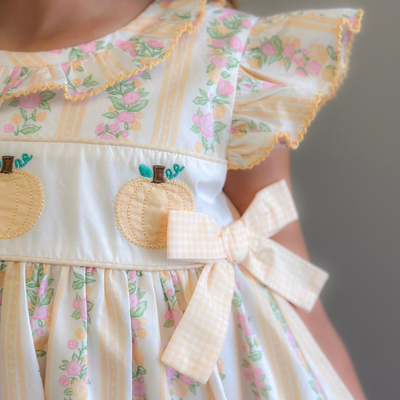 Heirloom Pumpkins Ruffle Neck Dress - Floral Vines
