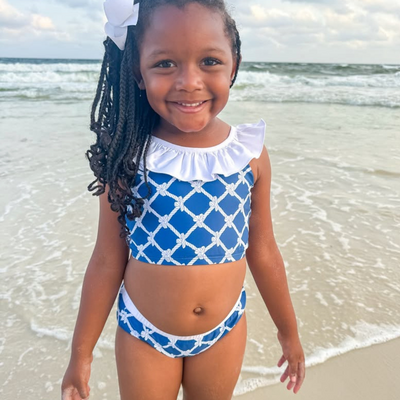 Ruffle Neck Bikini - Nautical Ropes