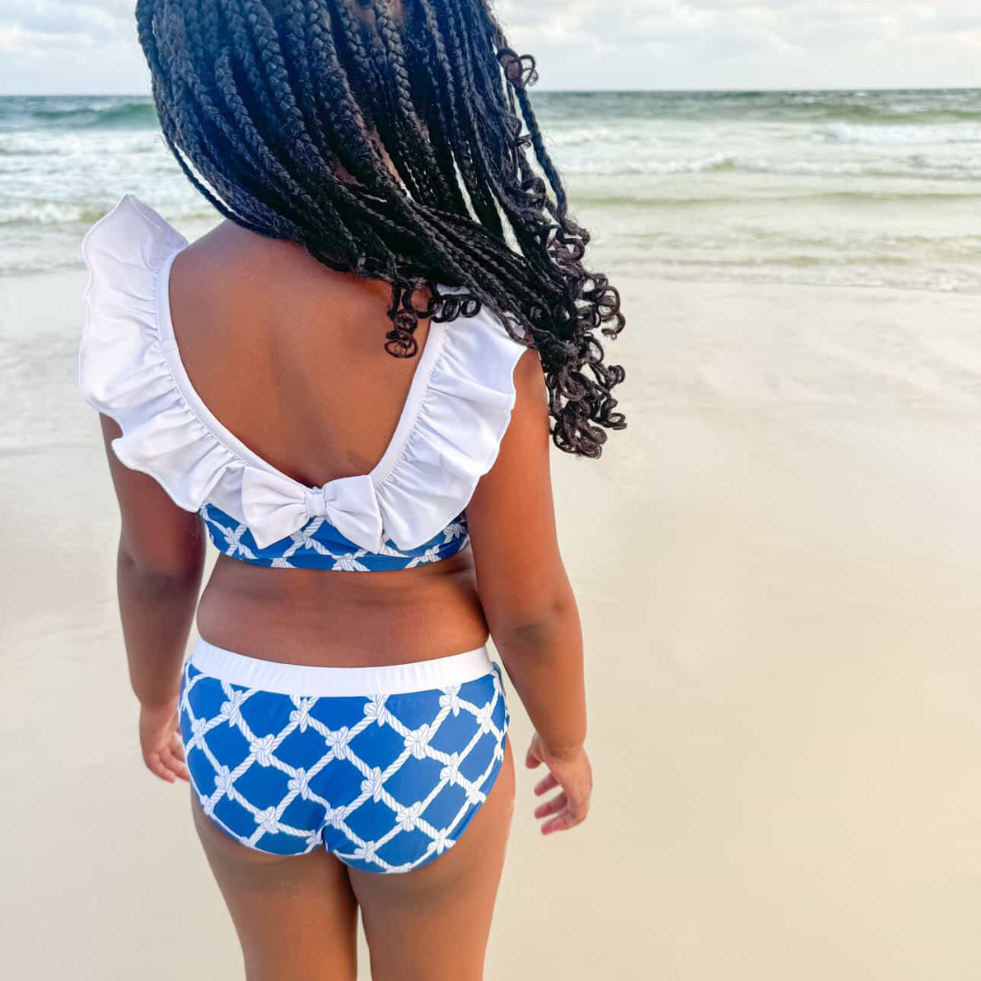Ruffle Neck Bikini - Nautical Ropes