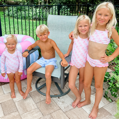 Swim Trunks - Light Blue Gingham