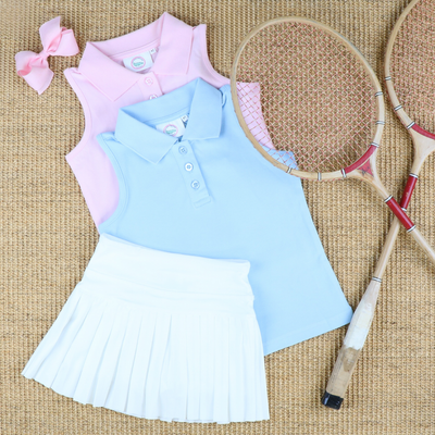 Girls Courtside Polo - Light Blue - Southern Smocked Co.