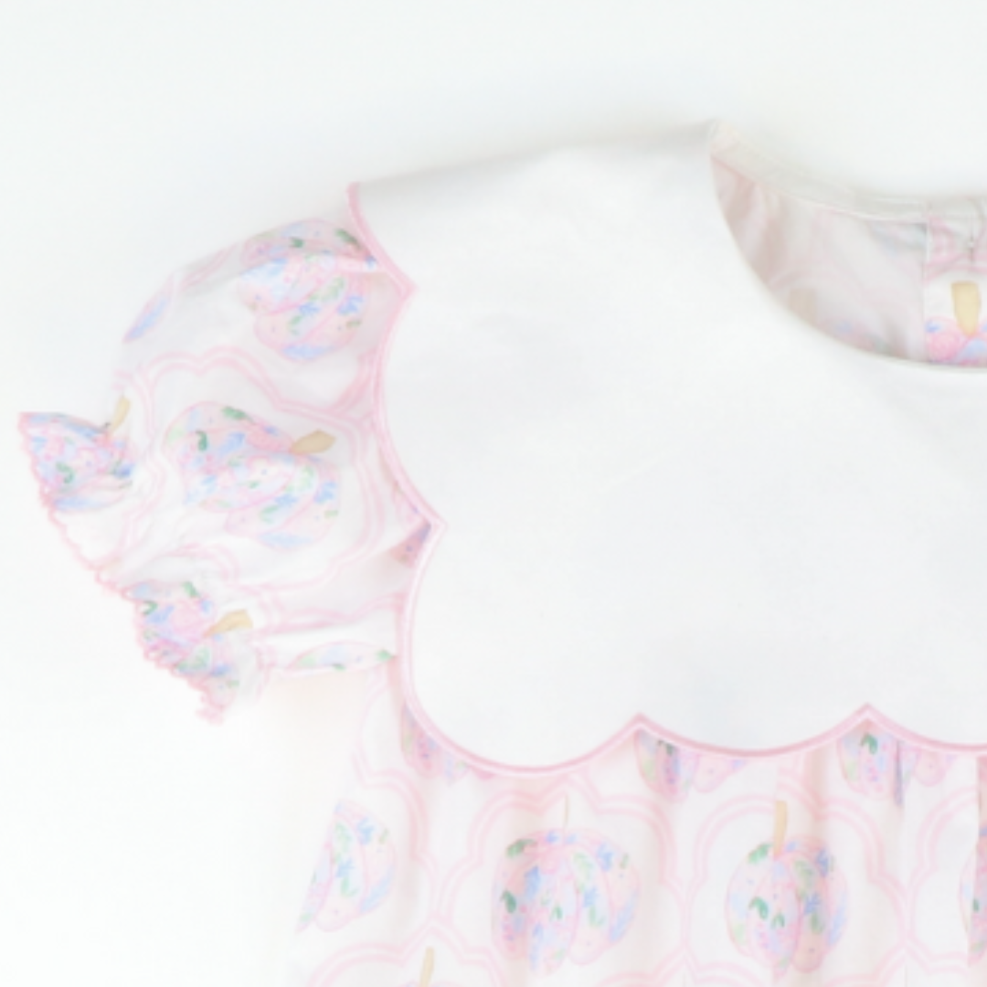 Collared Dress - Scalloped Floral Pumpkins