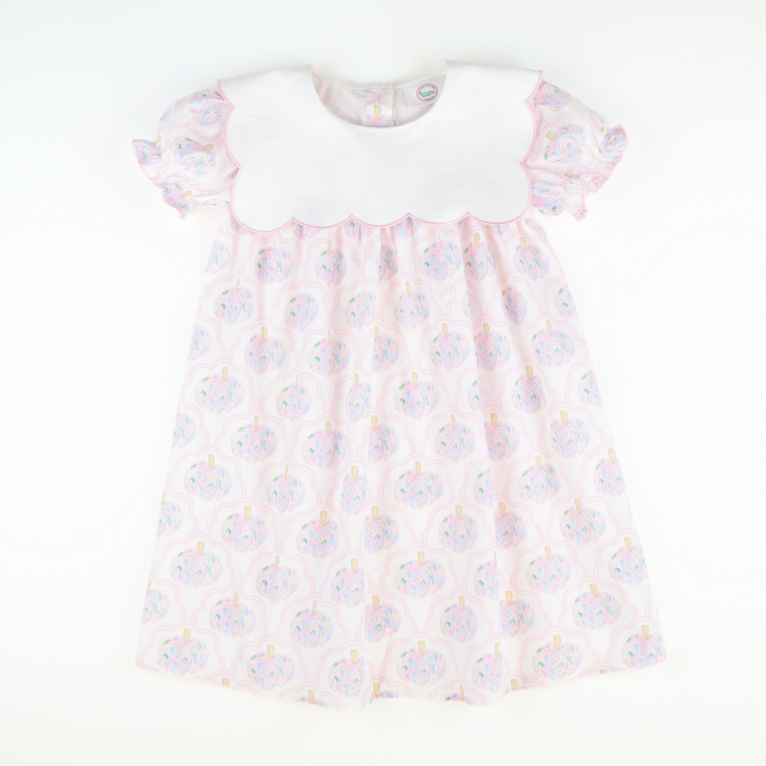 Collared Dress - Scalloped Floral Pumpkins